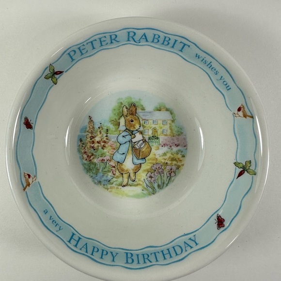 WEDGWOOD Peter Rabbit Child Birthday Cereal Oatmeal Bowl 1996 NEW in Box - Picture 4 of 9